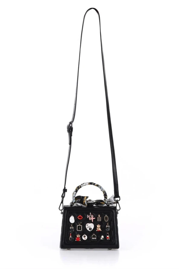 Elatae Kadın Omuz Askılı Taşlı Abiye Günlük El Çantası Siyah 17131 ürün görseli