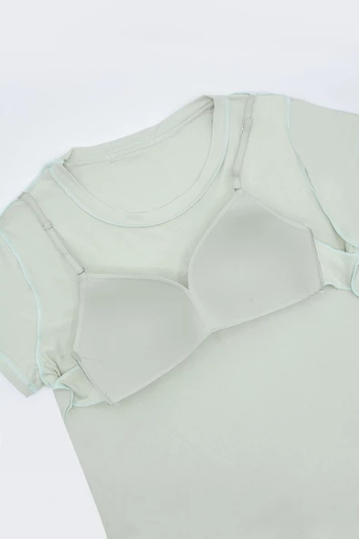 Yeşil Viskon Sütyenli Pijama Takımı - 4