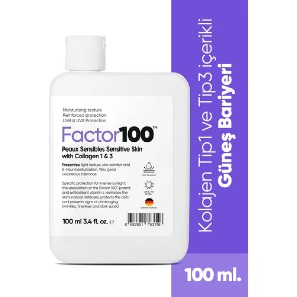 FACTOR 100 Sun Screen Cream SPF50+KOLAJEN Içerikli Güneş Bariyeri