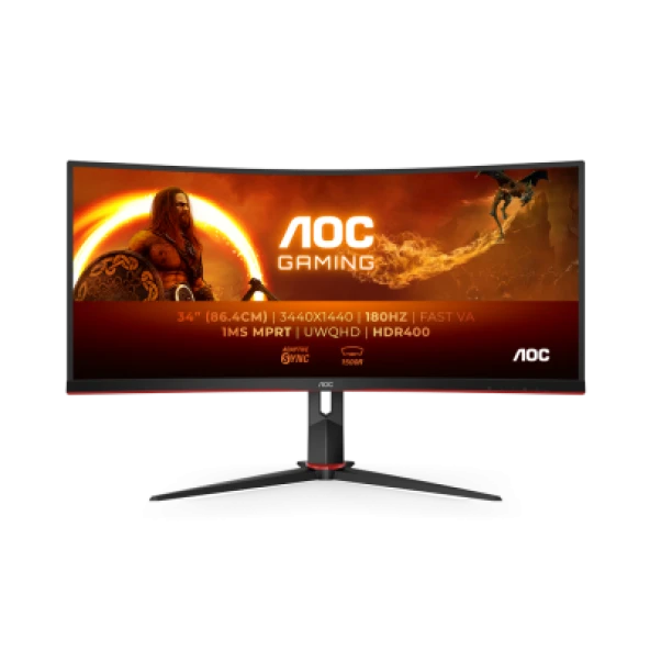 AOC  34 inc CU34G2XP/BK 1ms 180Hz FreeSync Premium WQHD VA Curved Gaming Monitör (Ölü Pixel)