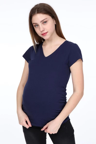 IŞŞIL 3158-V Yaka Kısa Kol Hamile T-Shirt - Resim 4