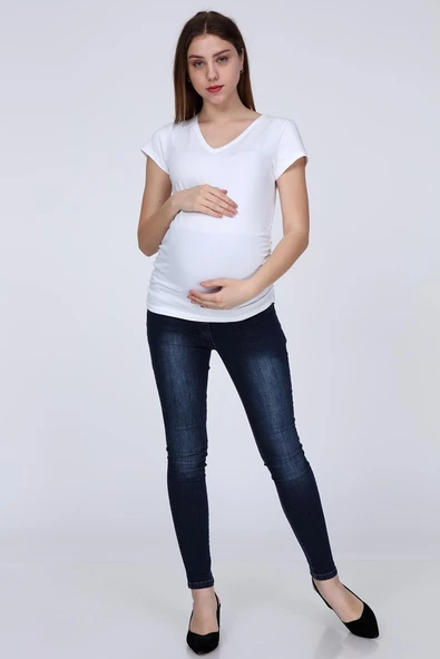 IŞŞIL 3158-V Yaka Kısa Kol Hamile T-Shirt - Resim 11