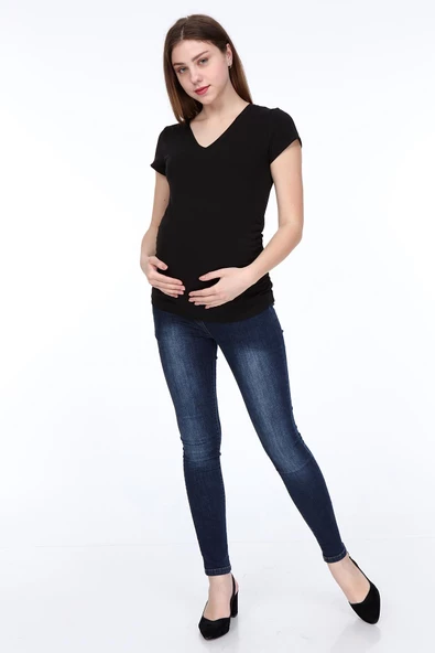 IŞŞIL 3158-V Yaka Kısa Kol Hamile T-Shirt - Resim 7