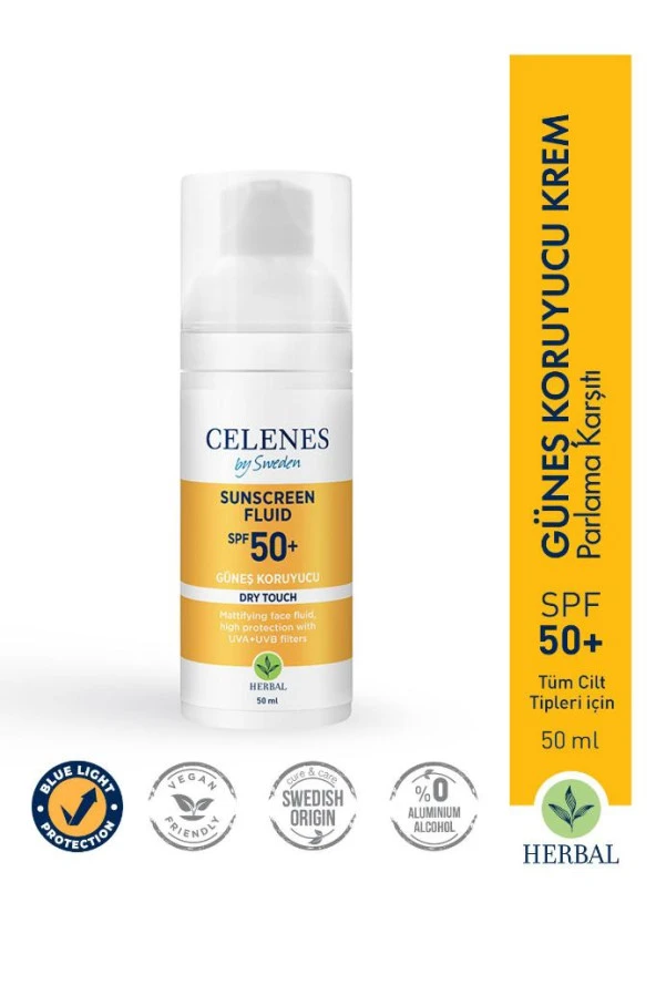 Celenes Herbal Dry Touch Yüksek Korumalı Fluid 50 Spf / Güneş Koruyucu / Yüz Ve Dekolte Bölgesi