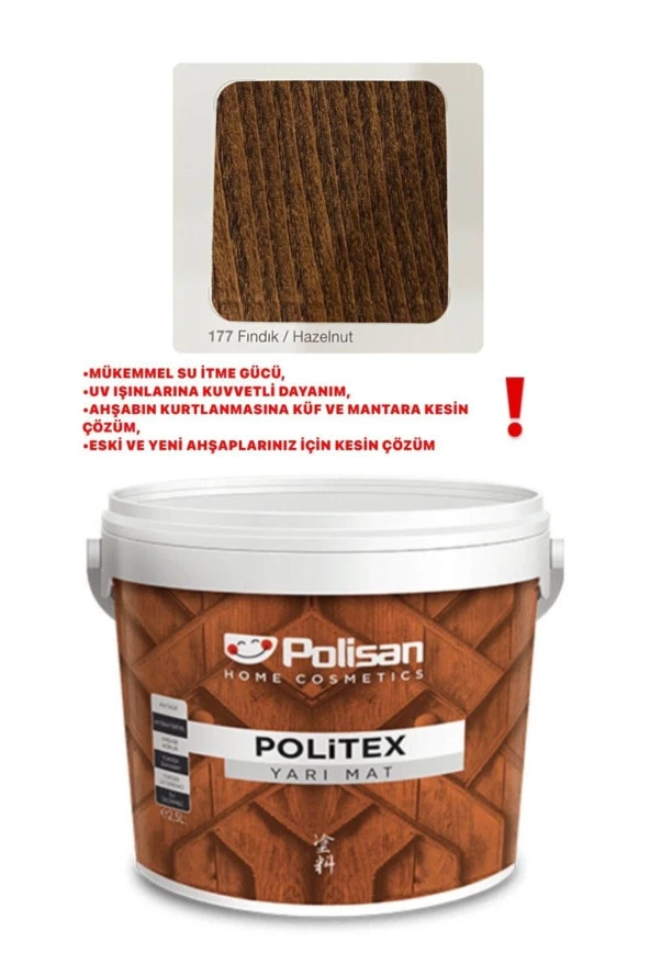 Politex Yarı Mat Dekoratif Vernik - Fındık - Resim 2