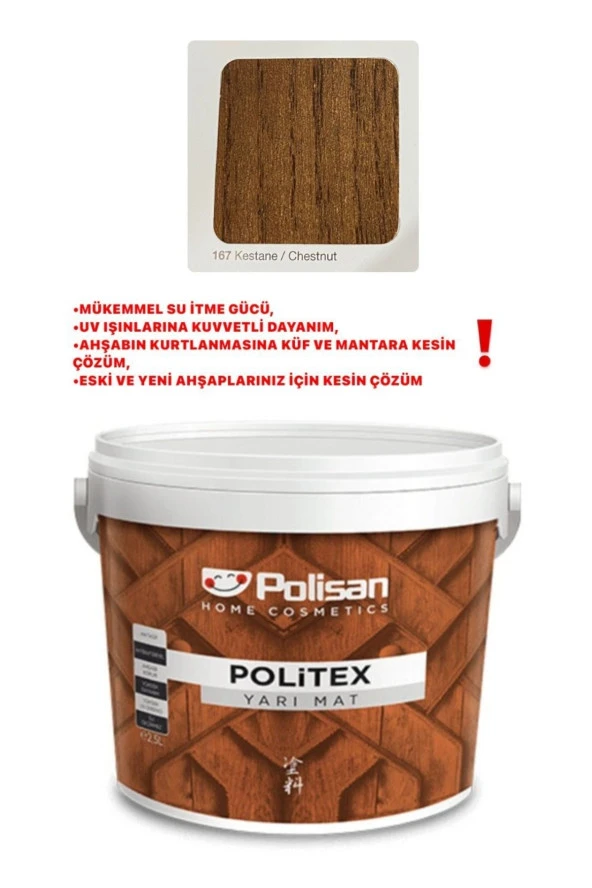 Politex Yarı Mat Dekoratif Vernik - Kestane - Resim 2
