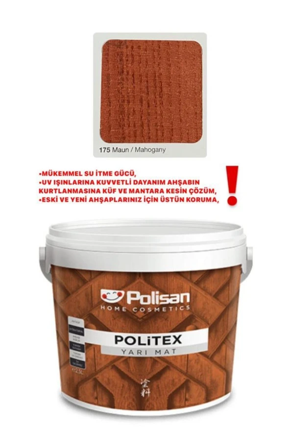 Politex Yarı Mat Dekoratif Vernik - Maun - Resim 2