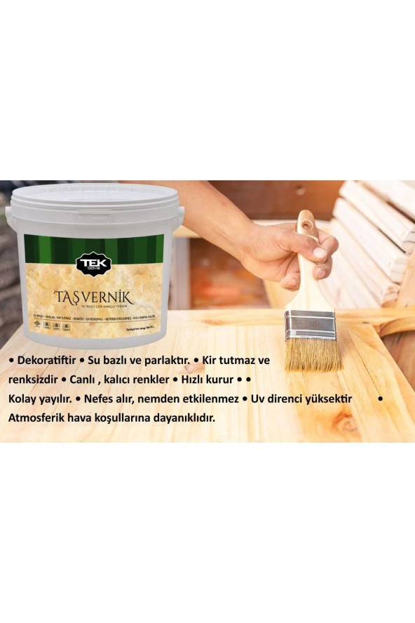 Su Bazlı Çok Amaçlı Taş Ve Ahşap Verniği 2.5lt Şeffaf-hava Koşullarından Etkilenmez-kokusuz-parlak - Resim 2