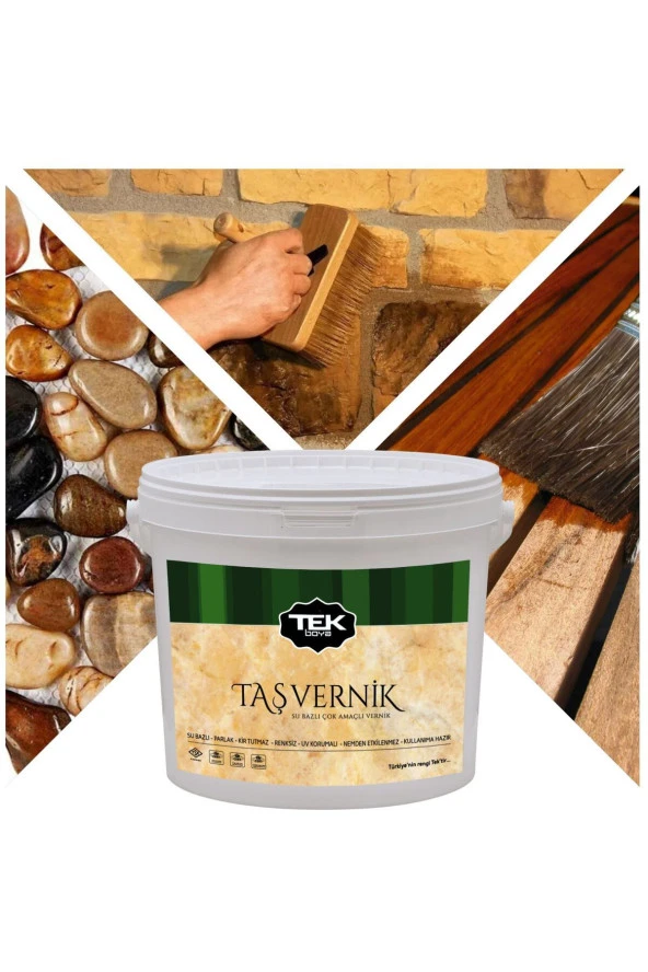 Su Bazlı Çok Amaçlı Taş Ve Ahşap Verniği 2.5lt Şeffaf-hava Koşullarından Etkilenmez-kokusuz-parlak - Resim 3