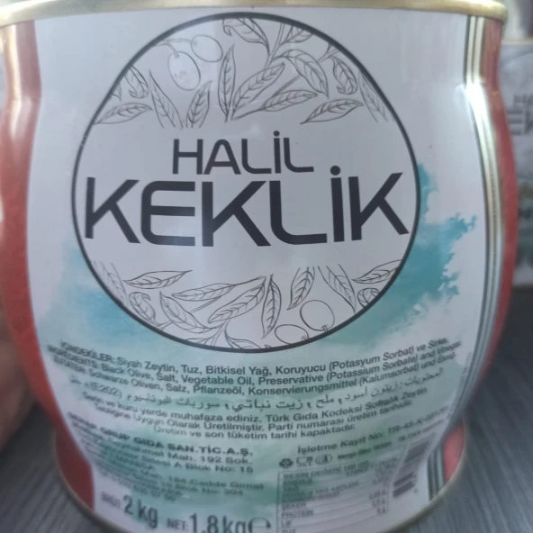 Halil Keklik Yağlı Sele Siyah Zeytin XL Teneke 1.8kg - 5