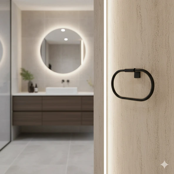 PREMİUM YUVARLAK HAVLULUK (MAT SİYAH) ürün görseli