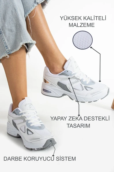 Kadın Beyaz Spor Ayakkabı,Günlük Rahat Air Taban Sneaker N110
