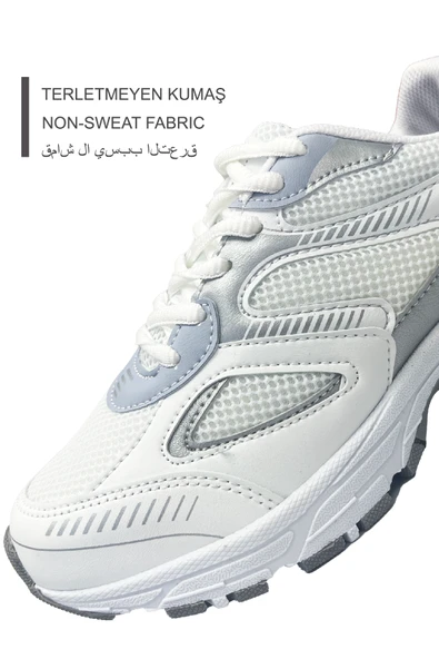 Kadın Beyaz Spor Ayakkabı Günlük Rahat Air Taban Sneaker N110 - Resim 3