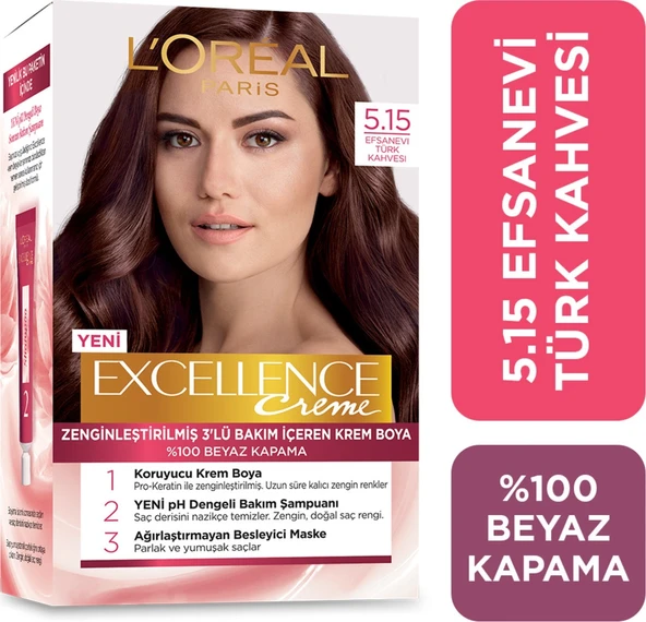 L'Oréal Paris Excellence Creme Saç Boyası 5.15 Efsanevi Türk Kahvesi
