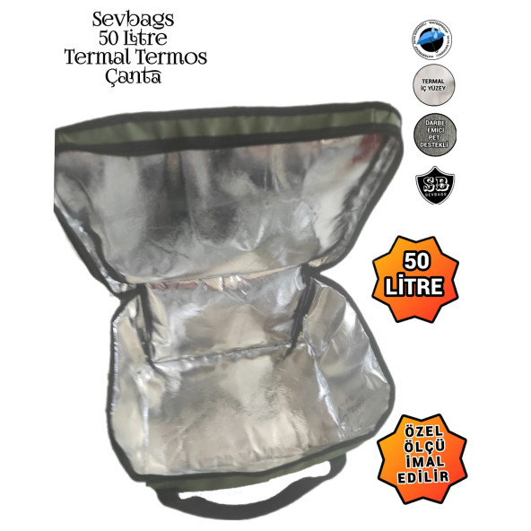 SEVBAGS TERMAL TERMOS PİKNİK KAMP SEYAHAT SICAK SOĞUK 50 LİTRE TERMOS ÇANTA - 5
