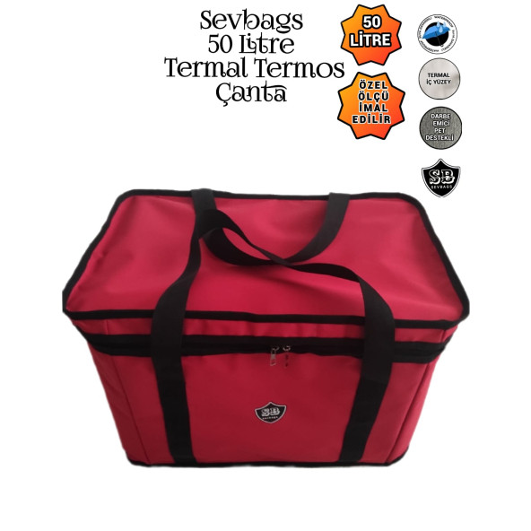 SEVBAGS TERMAL TERMOS PİKNİK KAMP SEYAHAT SICAK SOĞUK 50 LİTRE TERMOS ÇANTA - 5