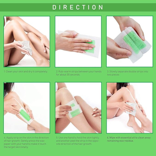 Vivostar Wax Strips, Hair Removal Wax Kit. Sir Ağda Şeritleri, Kol, Bacak, Brezilya, Bikini Kadınlar Için Ağda Kiti, 32 Adet (Büyük Boy Ağda Şeritleri) - 2