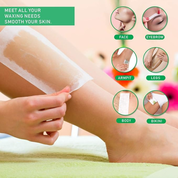 Vivostar Wax Strips, Hair Removal Wax Kit. Sir Ağda Şeritleri, Kol, Bacak, Brezilya, Bikini Kadınlar Için Ağda Kiti, 32 Adet (Büyük Boy Ağda Şeritleri) - 3