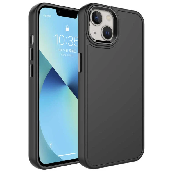 Apple iPhone 13 Kılıf Metal Çerçeve ve Buton Tasarımlı Sert Zore Botox Kapak - Resim 2