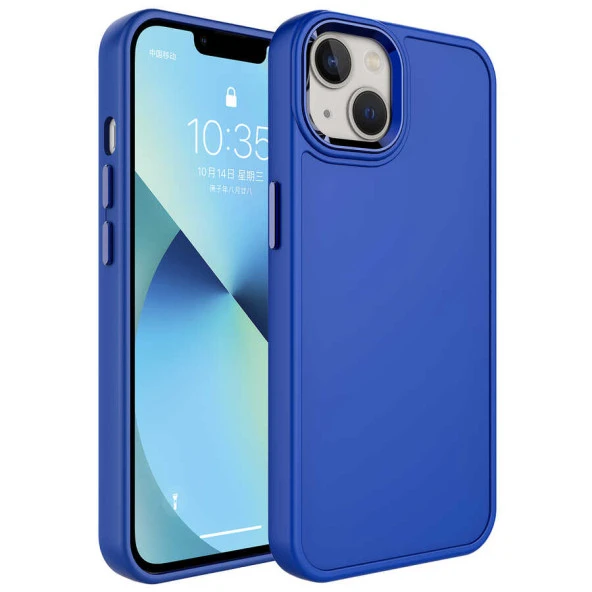 Apple iPhone 13 Kılıf Metal Çerçeve ve Buton Tasarımlı Sert Zore Botox Kapak - Resim 4