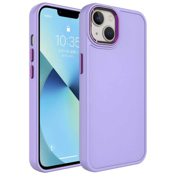 Apple iPhone 13 Kılıf Metal Çerçeve ve Buton Tasarımlı Sert Zore Botox Kapak - Resim 5