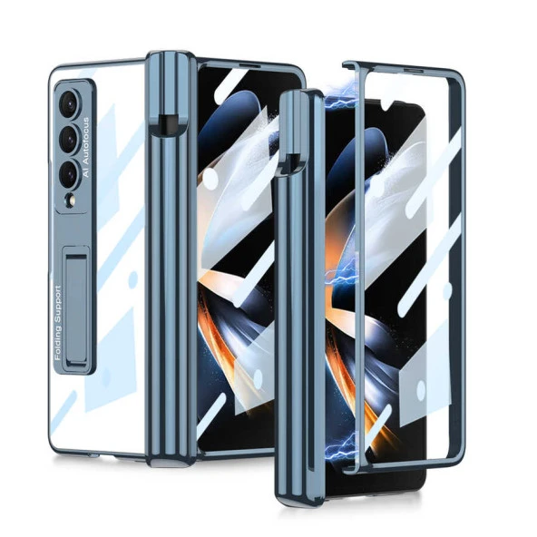 Samsung Galaxy Z Fold 4 Kılıf Zore Kıpta Standlı Kalem Bölmeli Kapak