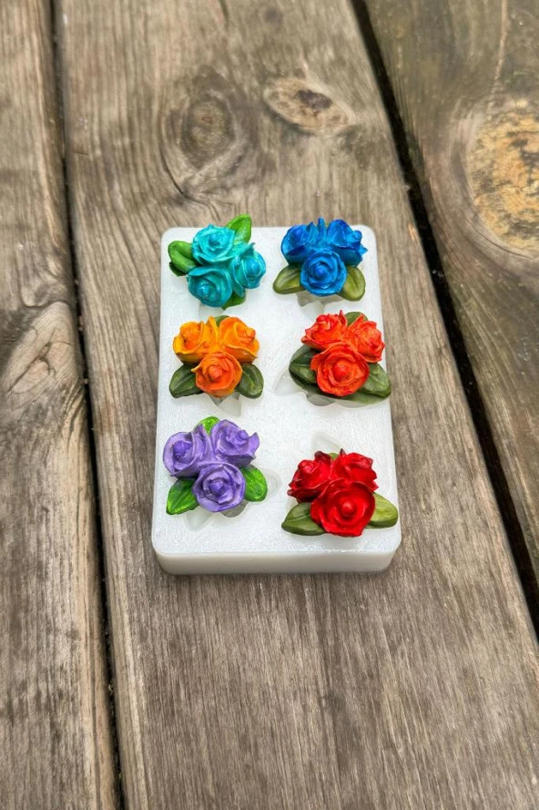 Gül Mini Altılı Silikon Mum Kalıbı - 4