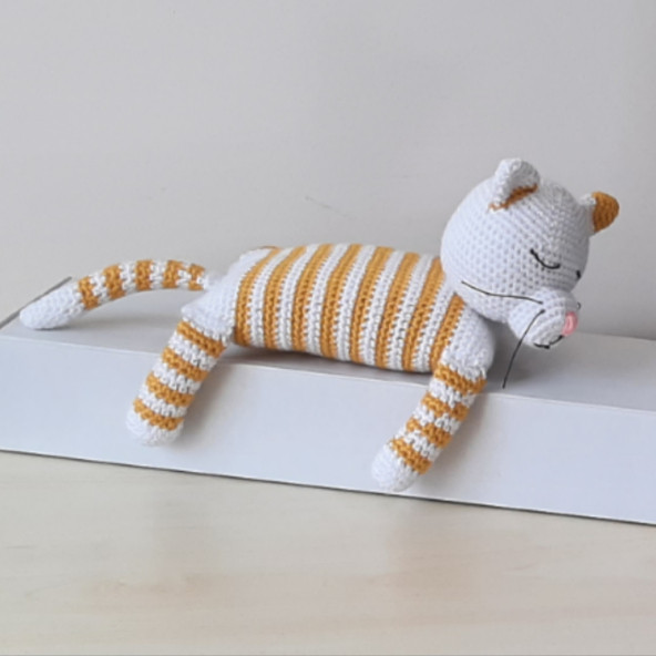 Amigurumi Örgü Oyuncak Kedi Sarı