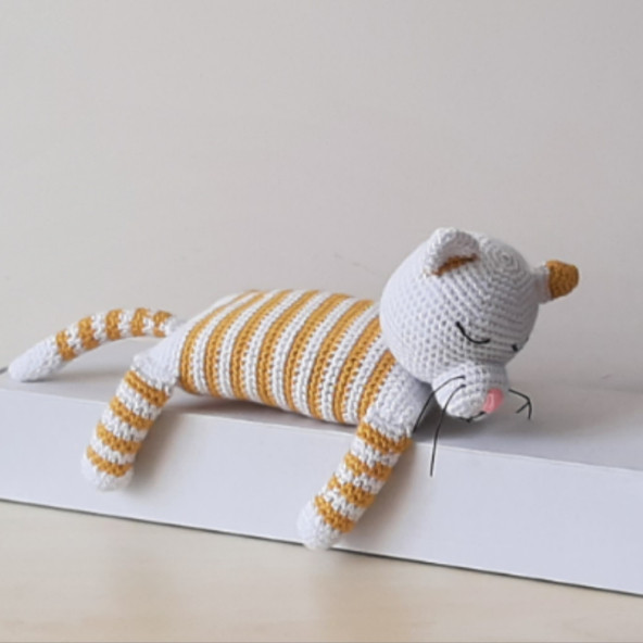 Amigurumi Örgü Oyuncak Kedi Sarı - 4
