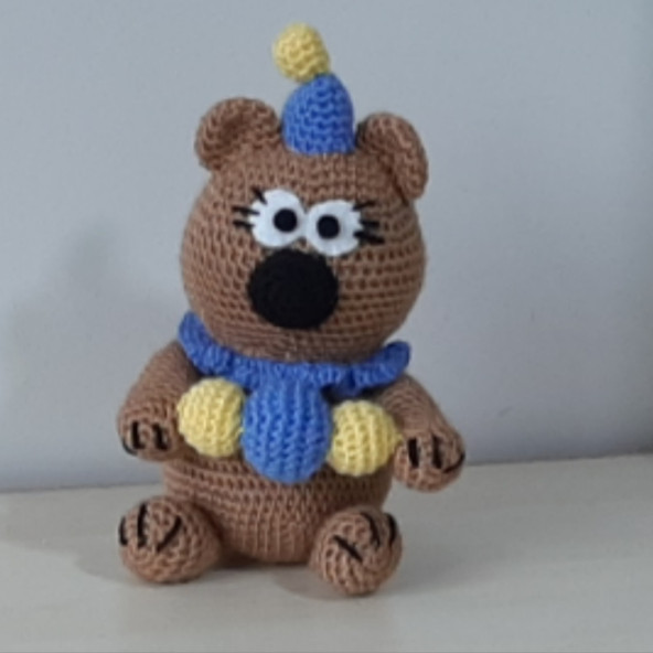 Amigurumi Örgü Oyuncak Ayı Palyaço - 4