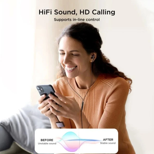 Joyroom Arama Destekli Audio Adapter Lightning - Dual Lightning - Resim 4