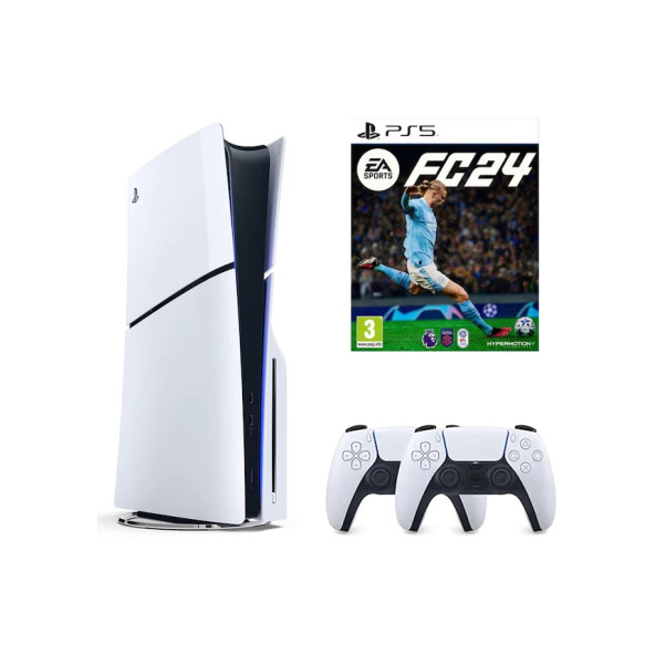 Sony Playstation 5 1 TB Slim Cd Edition Konsol + 2. Ps5 Kol + Ps5 Fifa 24 - Fc 24 Oyunu (İthalatçı Garantili)