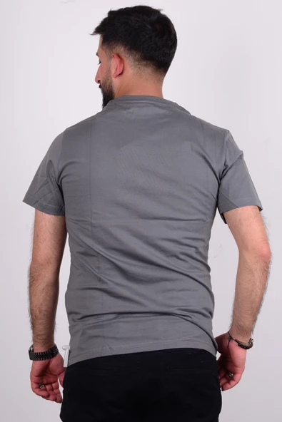 Cazador 24YCEEO04072 Gri Erkek Regular Fit Bisiklet Yaka Baskılı Normal Kesim Tşört - 3