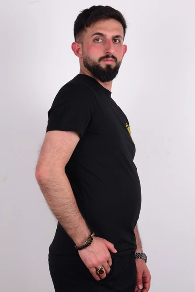 Cazador 24YCEEO04274 Siyah Erkek Slim Fit Bisiklet Yaka Baskılı Tşört - 2