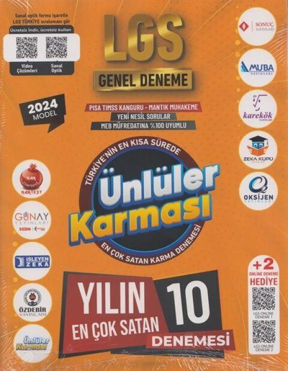 8. Sınıf LGS Ünlüler Karması 10 Deneme Ünlüler Karması