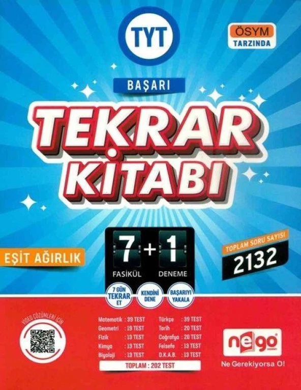 TYT Eşit Ağırlık Başarı Tekrar Kitabı 7 Fasikül 1 Deneme Nego yayınları