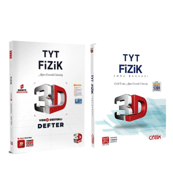 3D TYT Fizik Defter ve Soru Bankası Seti 2 Kitap