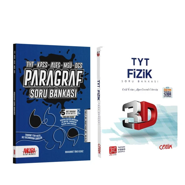 3D TYT Fizik ve AKM Paragraf Soru Bankası Seti 2 Kitap