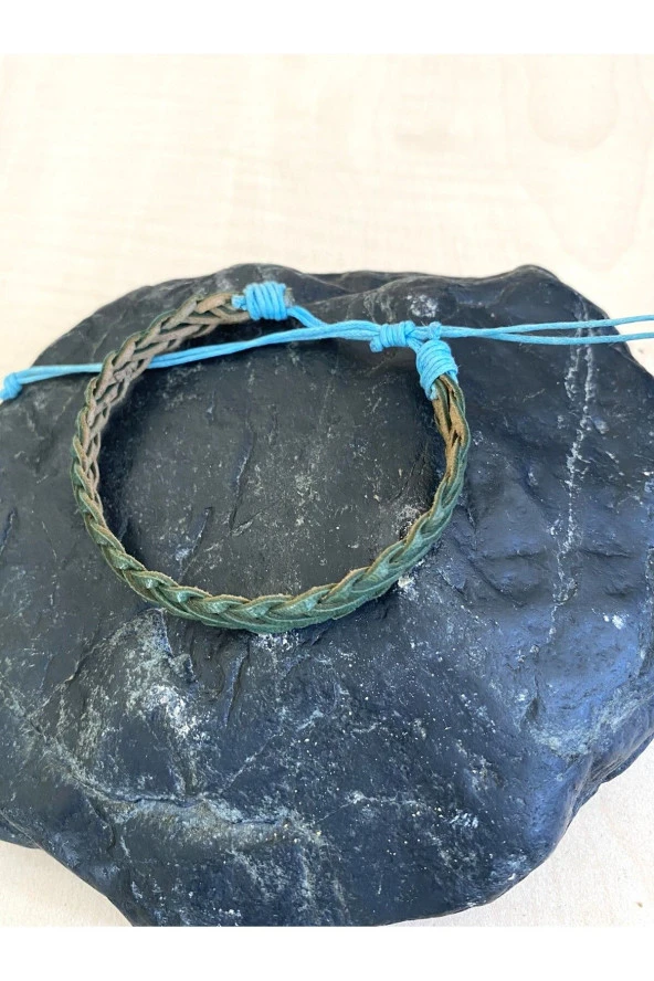 AYARLANABİLİR ÖRGÜ DERİ BİLEKLİK KÜÇÜK BOY NO 8 - 2