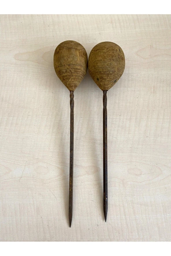 Yuvarlak Topuz 1 Adet Antika Rufai Zikir Şişi Ahşap Saplı Şiş no 45 - 3