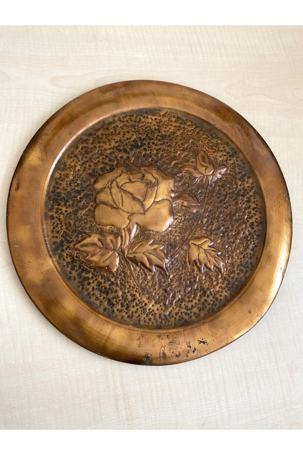 VİNTAGE BAKIR TABAK ÇİZİKLER MEVCUT DUVAR TABAĞI - 2