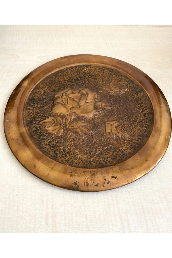 VİNTAGE BAKIR TABAK ÇİZİKLER MEVCUT DUVAR TABAĞI - 3