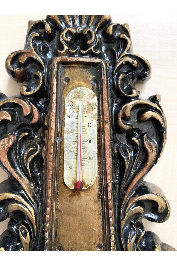 VİNTGE TERMOMETRE ALÇI VE MERMER TOZU KARIŞIMI EL YAPIMI BİBLO - 2