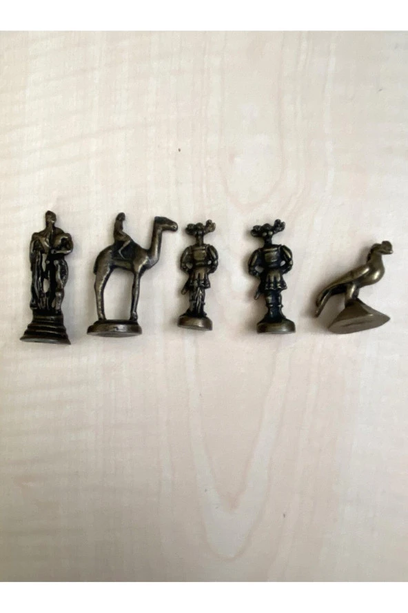 VİNTAGE 5 ADET PİRİNÇ BİBLO VİTRİN SÜSÜ - 4