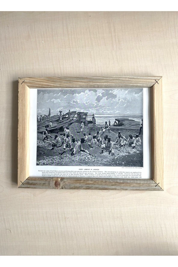 CAMSIZ ÇİFT TARAFLI AHŞAP ÇERÇEVELİ DİJİTAL BASKI RESİM TABLO MUAR KARAKOL VE JAMAICA - 2