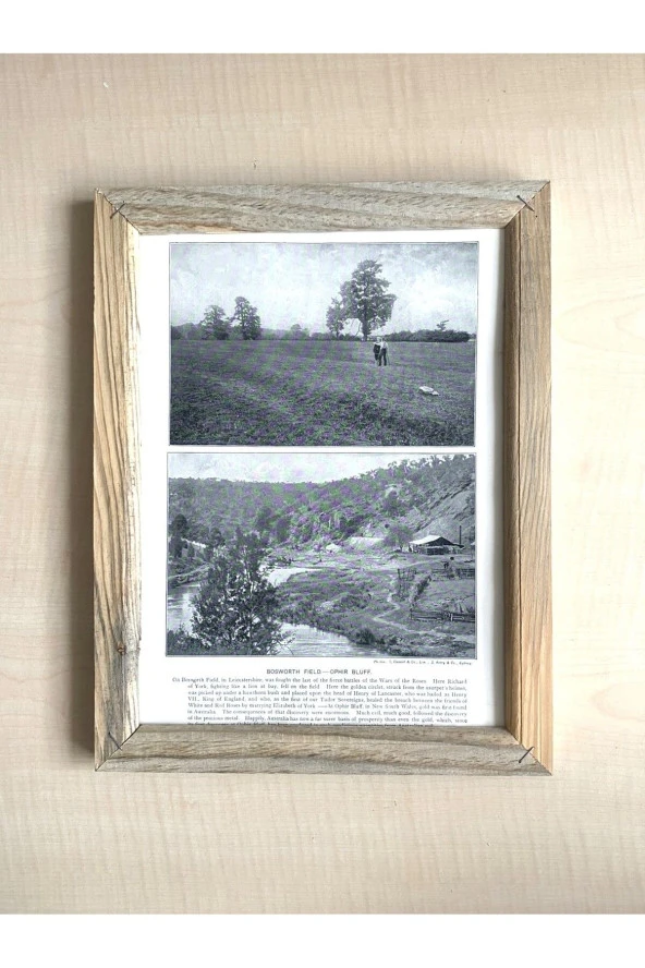 CAMSIZ ÇİFT TARAFLI AHŞAP ÇERÇEVELİ DİJİTAL BASKI RESİM TABLO BOSWORTH FİELD VE COLOMBO - 2