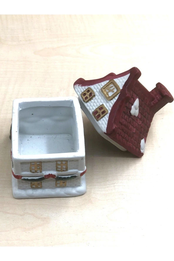 VİNTAGE PORSELEN EV KAPAKLI BİBLO DEKORATİF KUTU NO 14