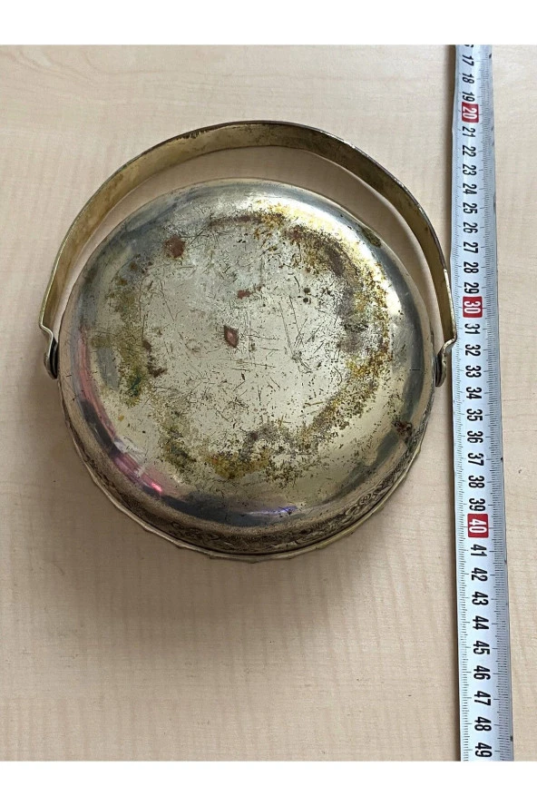 Eskilerden Gümüş Kaplama Bakır Şekerlik Çiçek Kabartmalı Bakır Sepet - 3