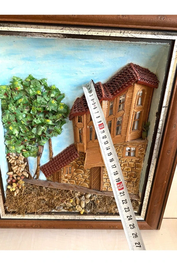 VİNTAGE EL YAPIMI 3 BOYUTLU TABLO KONAK TEMALI TABLO - 4