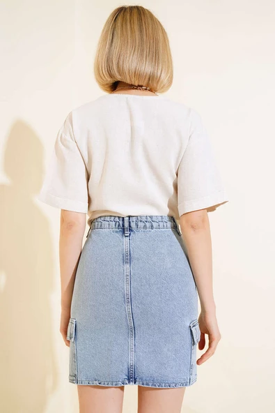 Kuş Nakışlı Bağlamalı Gömlek Bej - 3